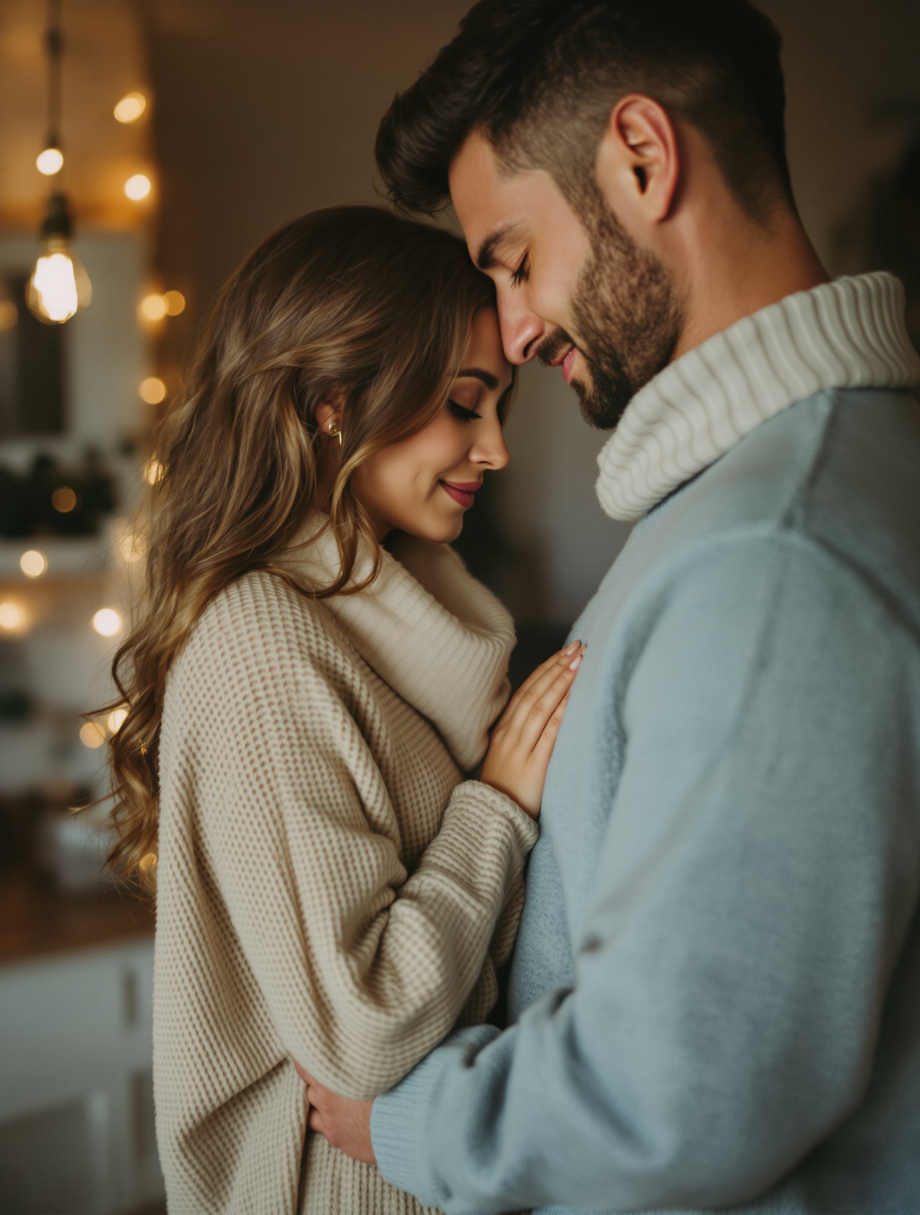 Couple in a close, tender moment